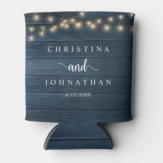 Hochzeitsessen und Party, rustikale Saitenlichter  Dosenkühler (Vorderseite)