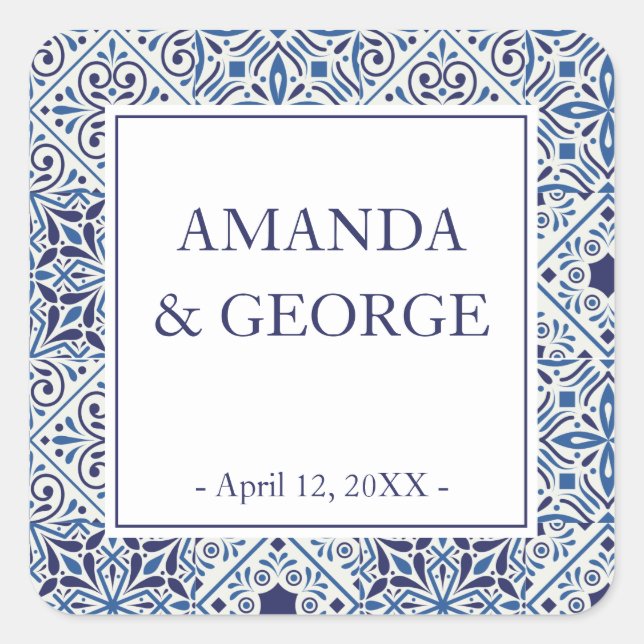 Hochzeitsetikett Hydrangea und Blume Quadratischer Aufkleber (Vorderseite)