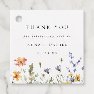 Hochzeitsetiketten für ein Sommer-Wildblumenfeld Geschenkanhänger