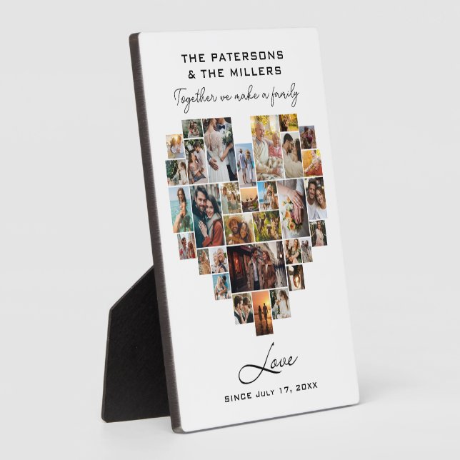 Hochzeitsfamilienjubiläum Herzfoto Collage Fotoplatte (Seite)