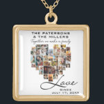 Hochzeitsfamilienjubiläum Herzfoto Collage Vergoldete Kette<br><div class="desc">Eine Kombination aus zeitloser Eleganz moderner Schrift mit der Wärme einer herzförmigen Collage aus Foto,  die eine atemberaubende Hommage an Ihre besondere Bindung schafft. Es ist perfekt für Sie oder einem Lieben auf einem besondere Anlass zu schenken. Erfassen Sie das Wesen Ihrer Beziehung und schätzen Sie Ihre gemeinsamen Momente</div>
