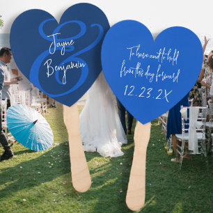 Hochzeitsfans haben und halten Sprichwort Navy Blu Fächer