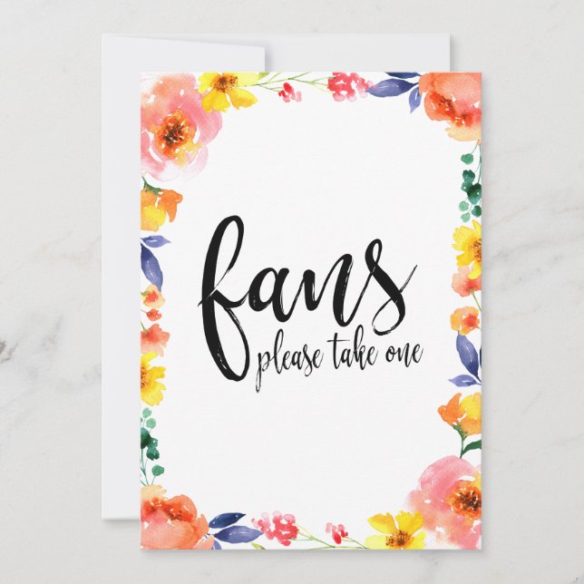 Hochzeitsfans Kalligraphie erschwingliches Blumenz (Vorderseite)