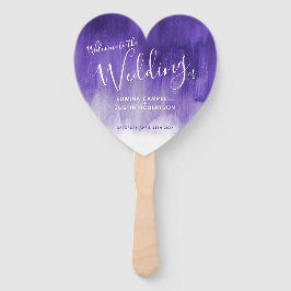 Hochzeitsfans mit lila, modernem Farbtupfer Fächer