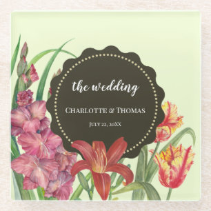 Hochzeitsfarbenfrohe Blütenfarbe Blütenfarbe Glasuntersetzer