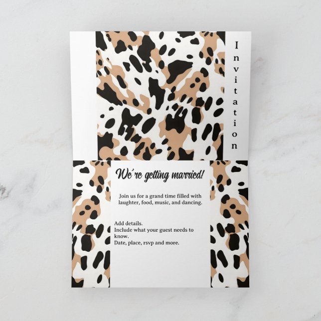 Hochzeitsfarm Cowhide Print Einladung (Innenseite)