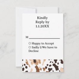 Hochzeitsfarm Cowhide Print RSVP Karte