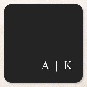 Hochzeitsfavoriten mit Monogramm Schwarz-weiß Rechteckiger Pappuntersetzer