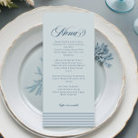 Hochzeitsfeier am Meer Menükarte<br><div class="desc">Vervollständigen Sie Ihren Hochzeitstisch an der Küste mit unserem eleganten Hochzeitsmenü am Meer. Dieses Menü mit blass blauen Untergründen, klassischen mittelblauen Streifen und raffinierter marineblauer Typografie ergänzt das Thema Wassersport und Meeresfrüchte. Das elegante und leicht lesbare Restaurant vereint Eleganz und Charme und präsentiert Ihre Speisen in elegantem Ambiente. Passen Sie...</div>