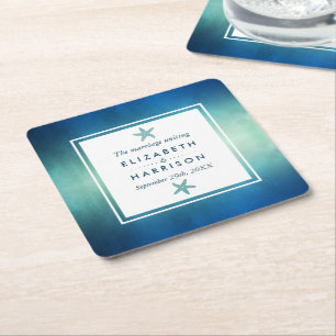 Hochzeitsfeier am Meeresfrüchtestrand Rechteckiger Pappuntersetzer