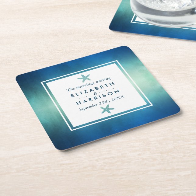 Hochzeitsfeier am Meeresfrüchtestrand Rechteckiger Pappuntersetzer (angewinkelt)