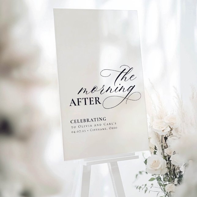 Hochzeitsfeier am Morgen nach Begrüßung Acrylschild (The Morning After Wedding Sign)