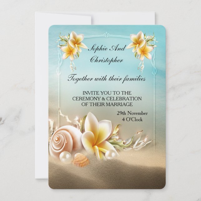 Hochzeitsfeier am Ocean Beach Einladung (Vorderseite)