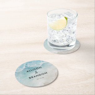 Hochzeitsfeier am Strand Runder Pappuntersetzer