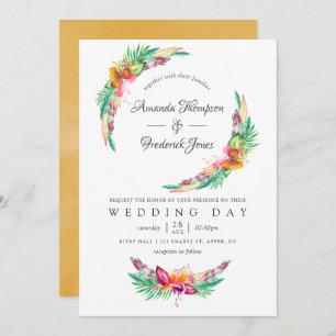 Hochzeitsfeier am tropischen Strand von Watercolor Einladung