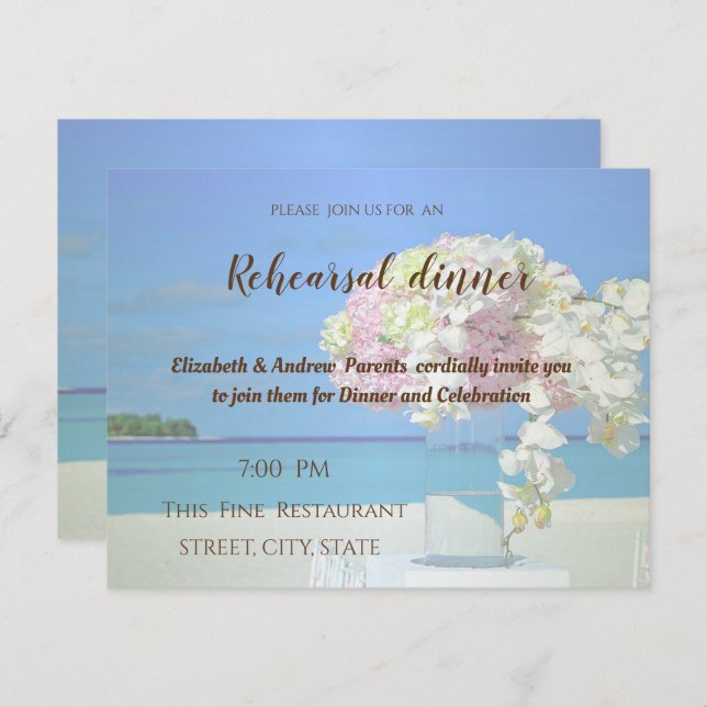 Hochzeitsfeier Blume Probe Dinner Einladung (Vorne/Hinten)