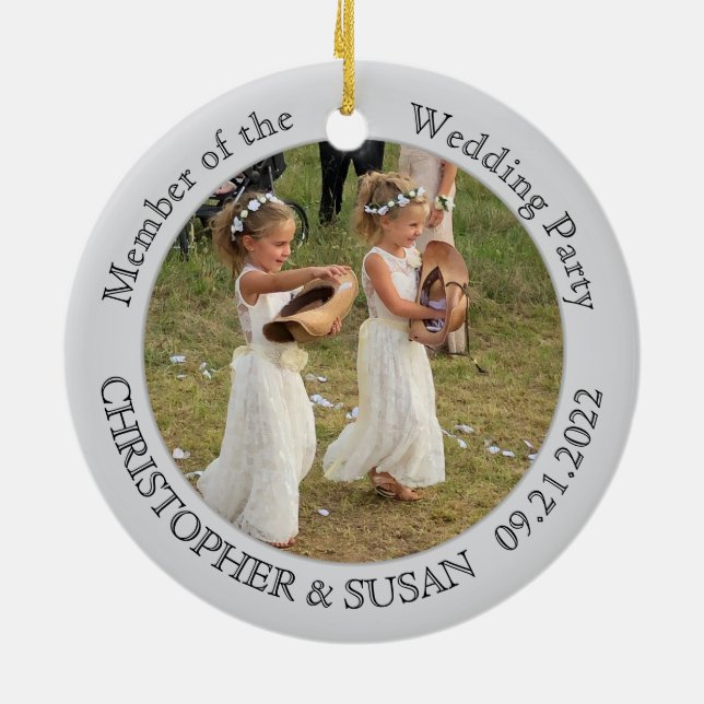 Hochzeitsfeier Custom Foto Keramik Ornament (Hinten)