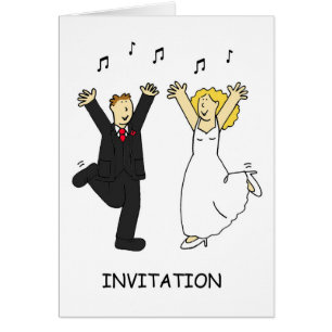 Hochzeitsfeier Einladung Cartoon Couple Dancing