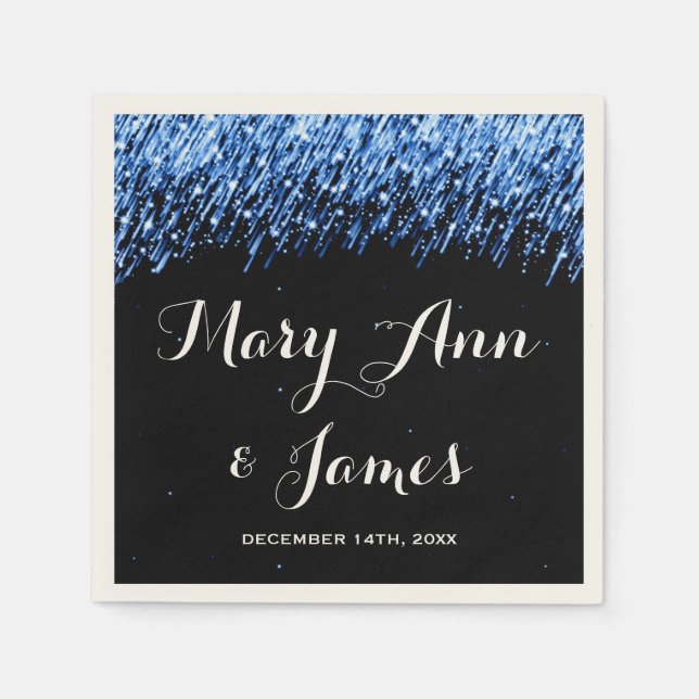 Hochzeitsfeier Fallende Sterne "Sapphire Blue" Serviette (Vorderseite)