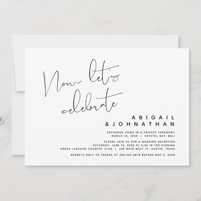 Hochzeitsfeier, feiern wir jetzt einladung (Vorderseite)