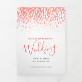 Hochzeitsfeier für abstrakte Korallen und Weiß Dreifach-gefaltete Programmkarte