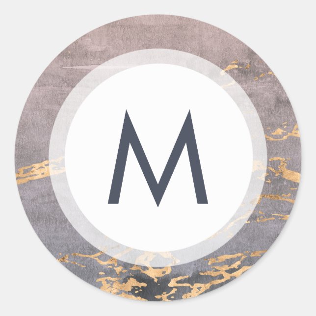 Hochzeitsfeier für Aquarellfarben und Gold Runder Aufkleber (Vorderseite)