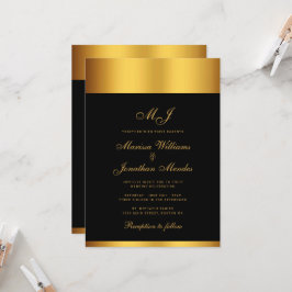 Hochzeitsfeier für die Black Gold Border Einladung