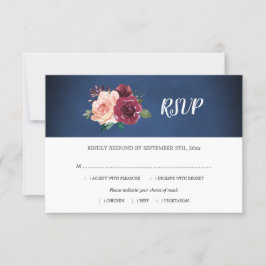 Hochzeitsfeier für die Rose Watercolor Navy Blush RSVP Karte