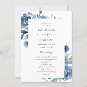 Hochzeitsfeier für Dusty Blue Floral Einladung