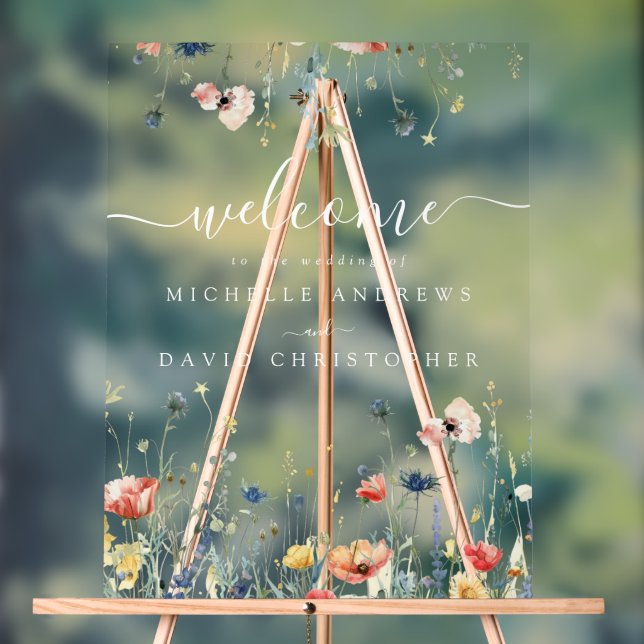 Hochzeitsfeier für lebendige Wildblumen Acrylschild (Neutral)
