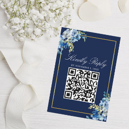 Hochzeitsfeier für Navy Blue Gold Floral Elegant Q RSVP Karte
