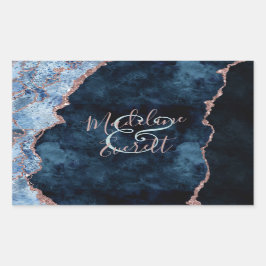 Hochzeitsfeier für Navy Blue Rose Rechteckiger Aufkleber