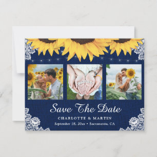 Hochzeitsfeier für Navy Blue Sunflower - Foto Save Save The Date