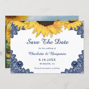 Hochzeitsfeier für Navy Blue Sunflower - Foto Save Save The Date