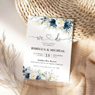 Hochzeitsfeier für Navy Blue und White Roses Einladung