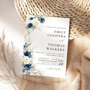 Hochzeitsfeier für Navy Blue und White Roses Einladung