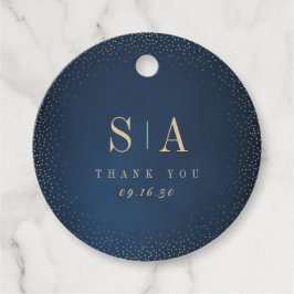 Hochzeitsfeier für Navy & Gold Glitzer Geschenkanhänger