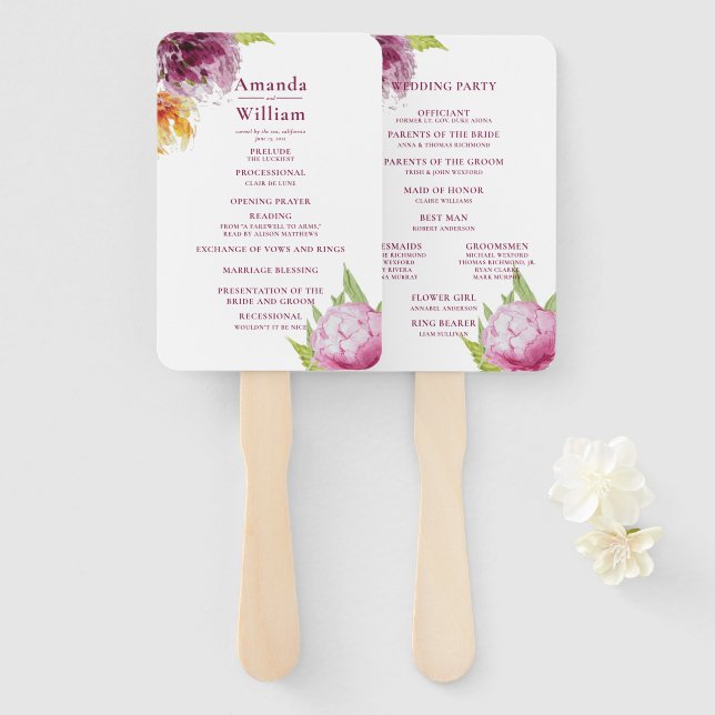 Hochzeitsfeier für Wasserfarben Fächer (Vorne und Hinten)