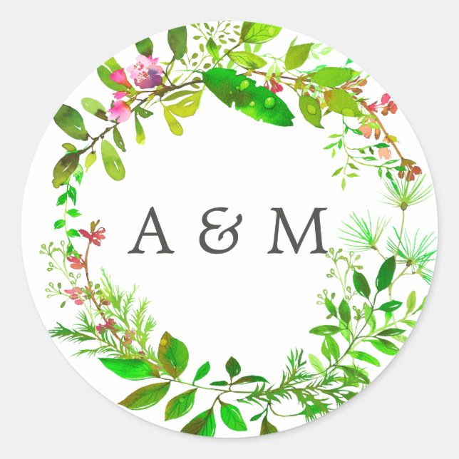 Hochzeitsfeier für Wasserfarben Runder Aufkleber (Vorderseite)