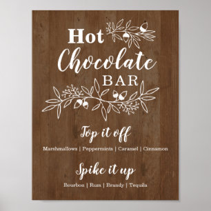 Hochzeitsfeier für Wood Hot Chocolate Bar Menu Poster
