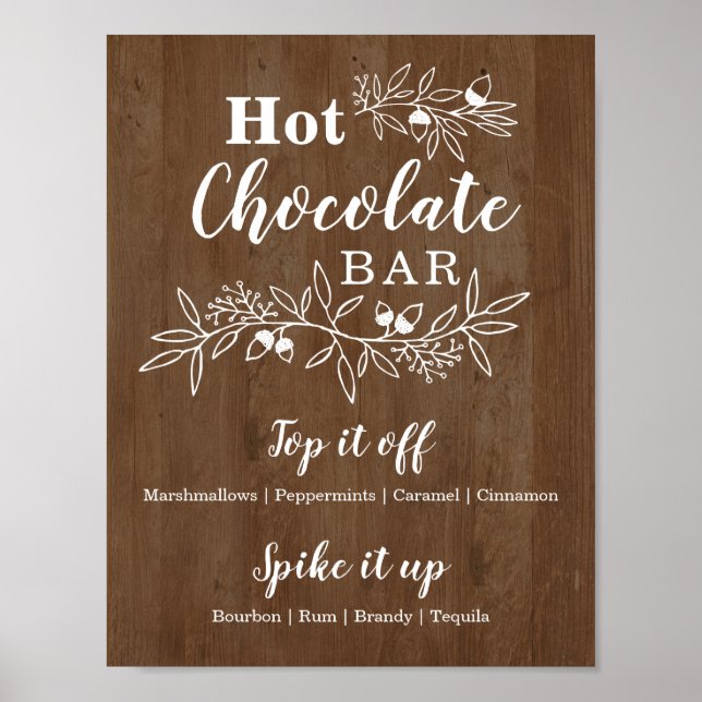 Hochzeitsfeier für Wood Hot Chocolate Bar Menu Poster (Vorne)