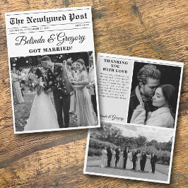 Hochzeitsfeier für Zeitungen - Schwarz-Weiß-Foto Dankeskarte