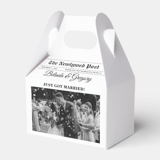 Hochzeitsfeier für Zeitungen - Schwarz-Weiß-Foto Geschenkschachtel (Vorderseite)