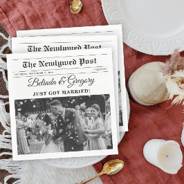 Hochzeitsfeier für Zeitungen - Schwarz-Weiß-Foto Serviette