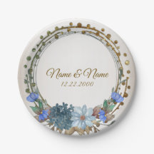 Hochzeitsfeier Geschenk Name Blue Floral Golden Vi