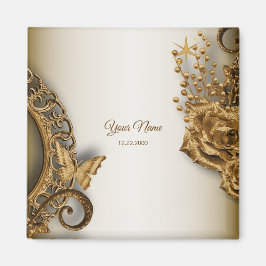 Hochzeitsfeier Golden Floral Schmetterling Vintage Magnet
