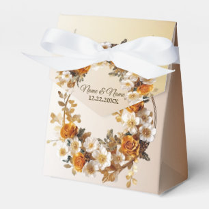 Hochzeitsfeier Golden Orange Weiße Blume Rustikal Geschenkschachtel