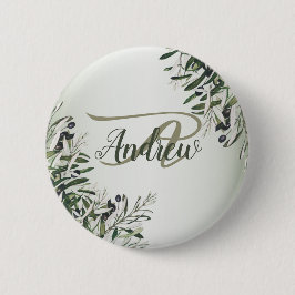 Hochzeitsfeier Grüne Blätter Schwarze Olive Elegan Button