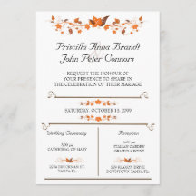 Hochzeitsfeier, Herbstlaub Thema