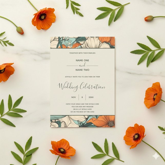 Hochzeitsfeier im Retro Spring Einladung (Retro flowers wedding invitation)